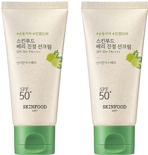 스킨푸드 베리 진정 선크림 SPF50+ PA++++, 50ml, 2개