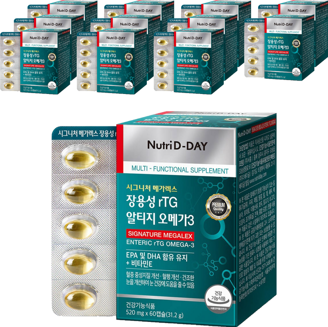 Nutri D-DAY rTG Omega-3 魚油腸溶性膠囊, 60顆, 12盒