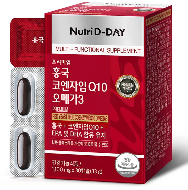 뉴트리디데이 홍국 코엔자임 Q10 오메가3, 30정, 1개 - 쿠팡