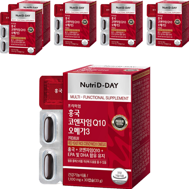 뉴트리디데이 홍국 코엔자임 Q10 오메가3, 30정, 6개