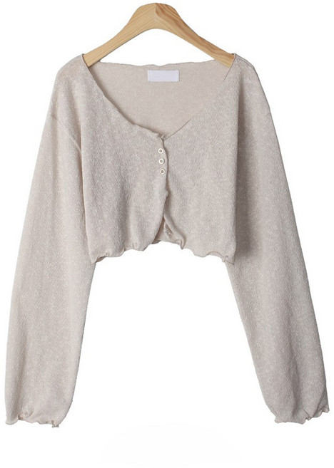 여성용 루카니 물결 크롭 시스루 가디건 CD1495K16