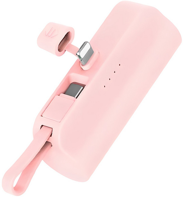 뉴클 도킹형 미니 일체형 보조배터리 메인 8핀 + 서브 C타입, NCPB-R5-CHL(8핀), 핑크