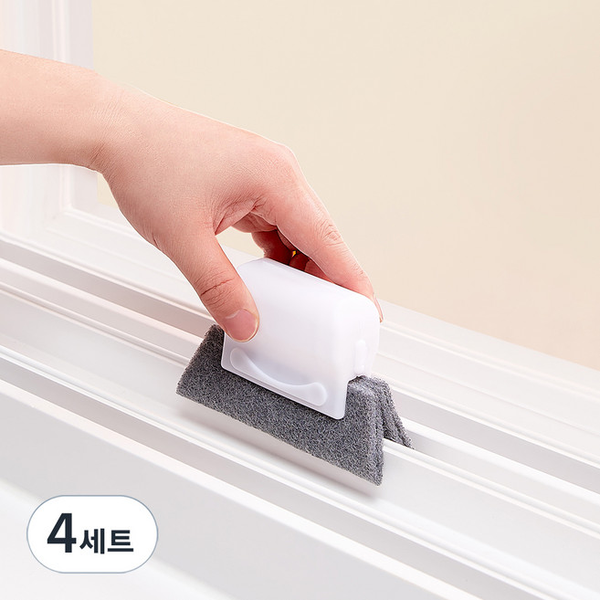 깔끔대장 틈새싹싹 브러쉬 8p + 손잡이 2종 x 2p 세트, 화이트, 그레이(손잡이), 4세트