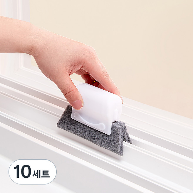 깔끔대장 틈새싹싹 브러쉬 8p + 손잡이 2종 x 2p 세트, 화이트, 그레이(손잡이), 10세트