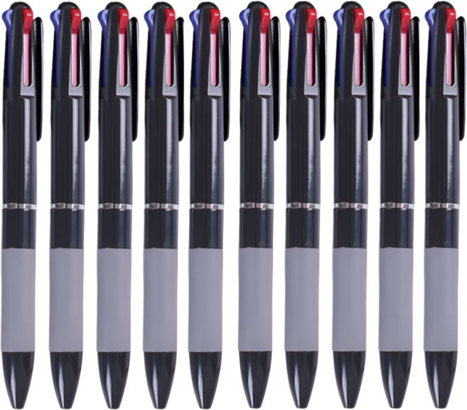 오비크 프리미엄 3색 볼펜 0.7mm, 블랙, 10개