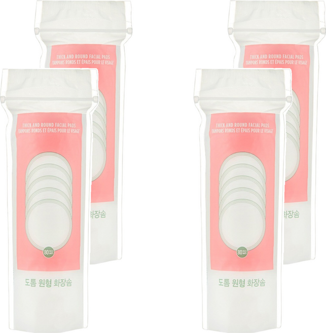 더페이스샵 도톰 원형 화장솜, 80개입, 4개