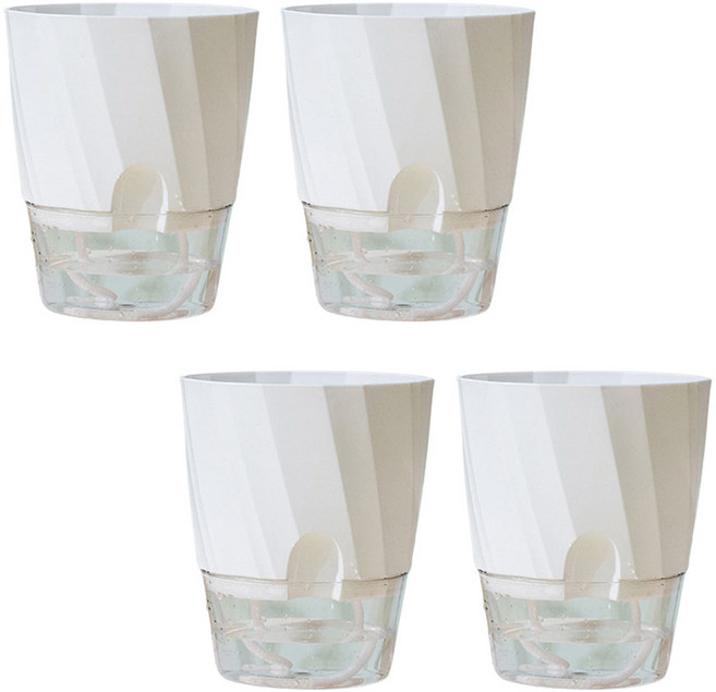 앙플랜트 저면관수 물결무늬 자동급수 플라스틱화분, 화이트, 4개