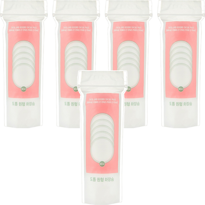 더페이스샵 도톰 원형 화장솜, 80개입, 5개