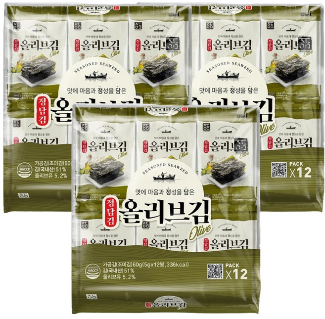 정담김 올리브 도시락김, 5g, 36개