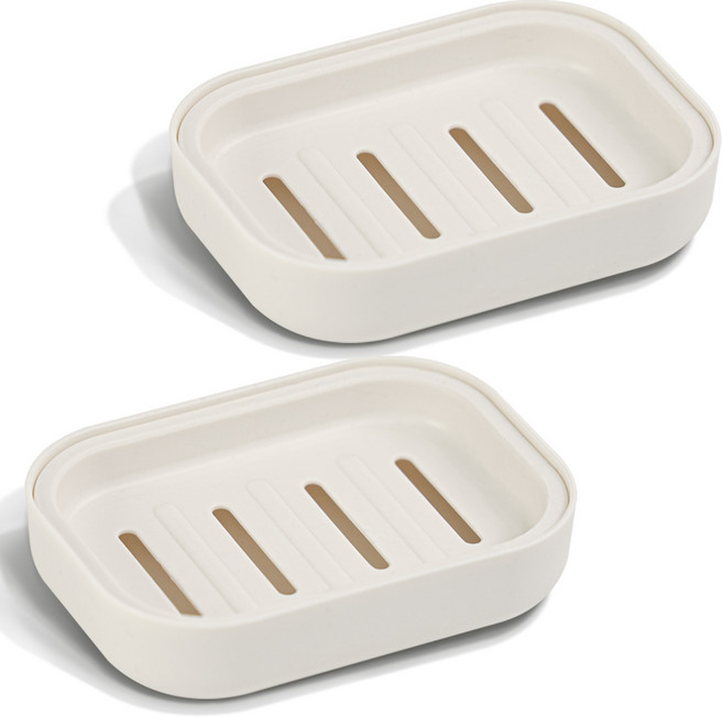 굿굿샵 마카롱 비누 받침대, 화이트, 2개