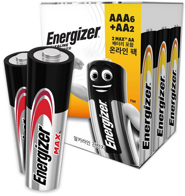 에너자이저 알카라인 건전지 파워 AAA 6p + 맥스 AA 2p, 8개입, 1세트