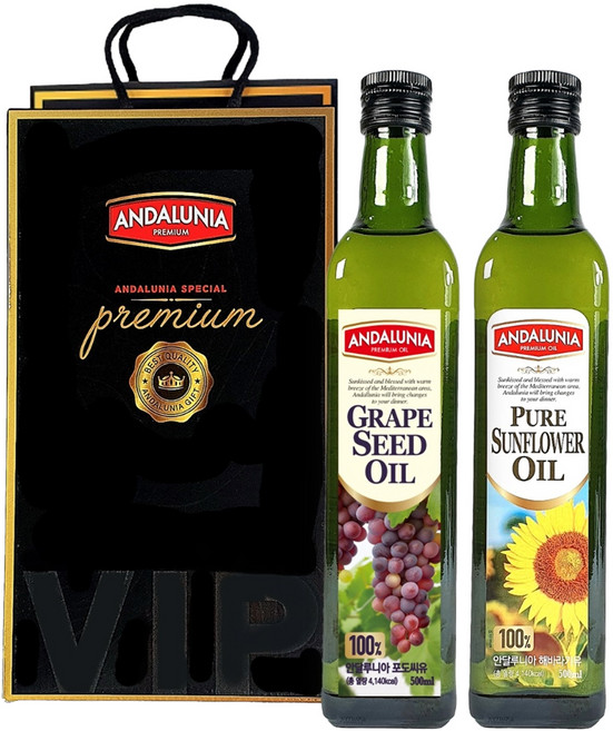 안달루니아 포도씨유 500ml + 해바라기유 500ml 세트, 1세트