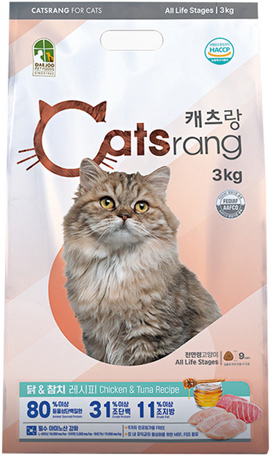 캐츠랑 전연령 고양이 건식사료, 닭+참치, 3kg, 1개