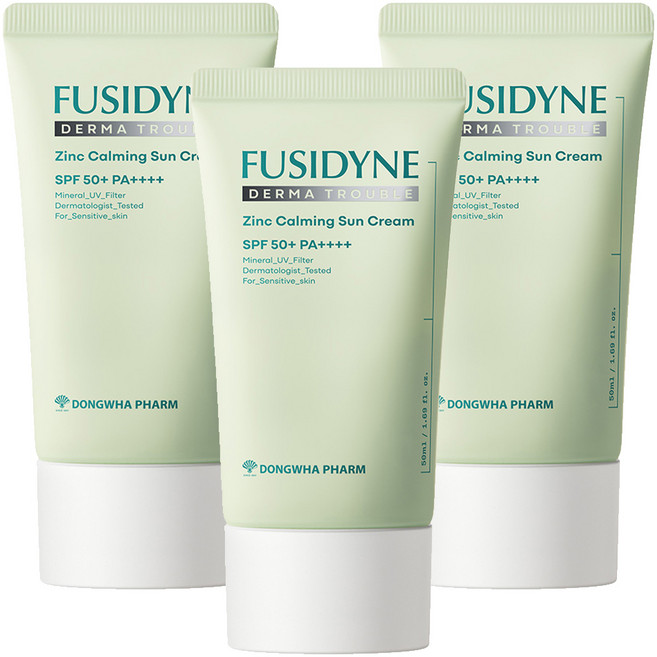후시다인 더마 트러블 징크 카밍 선크림 SPF50+ PA++++, 50ml, 3개