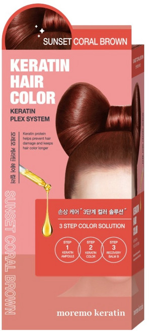 모레모 케라틴 헤어 컬러 염색제, 선셋코랄브라운, 1개