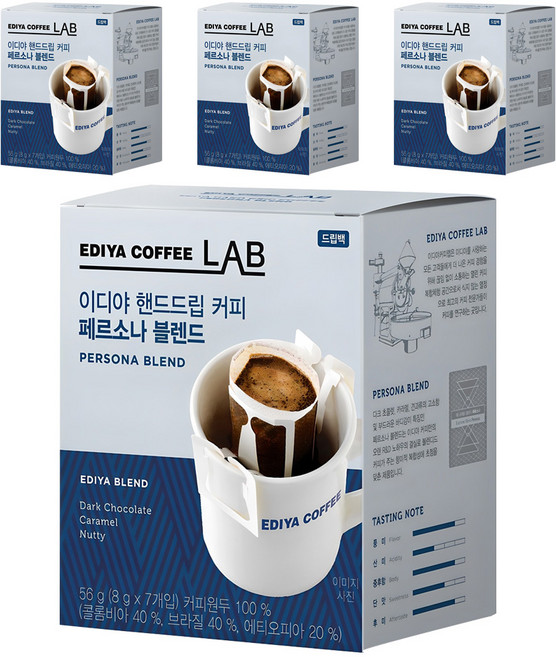 이디야커피연구소 핸드드립 커피 페르소나 블렌드, 8g, 7개입, 4개