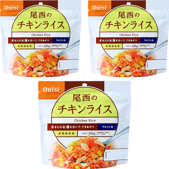 Onisi 尾西 沖泡即食飯 雞肉風味, 100g, 3包