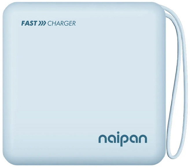 naipan 自帶雙線快充行動電源 10000mAh Lightning + Type-C, PGO-054, 藍色