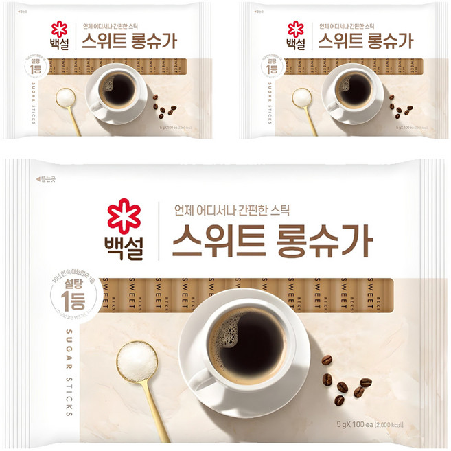 백설 스위트 롱슈가 하얀설탕, 500g, 3개