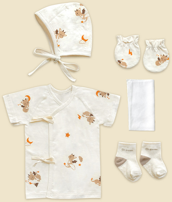 ikii 아동용 오가닉 5종 반소매 배냇저고리 세트