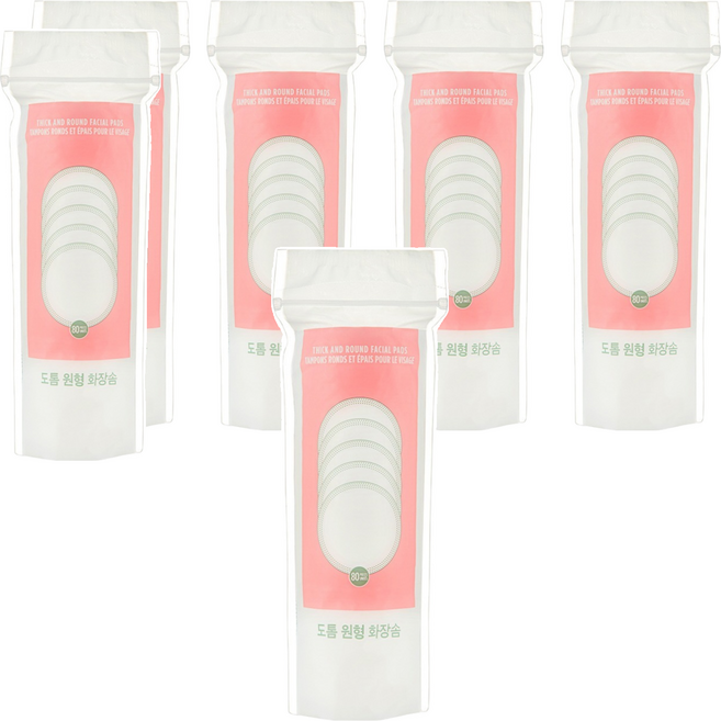 더페이스샵 도톰 원형 화장솜, 80개입, 6개