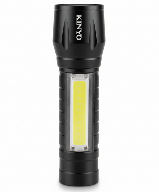 Kinyo 多功能LED變焦手電筒, 黑色, 1個