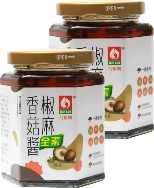 台塑餐飲 椒麻香菇醬 全素 採用台灣香菇製作, 280g, 2罐