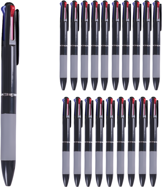 오비크 프리미엄 3색 볼펜 0.7mm, 블랙, 20개