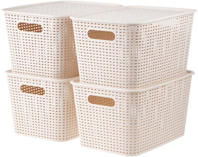 코멧 라탄 펜트리 수납 정리함, 아이보리, 4개