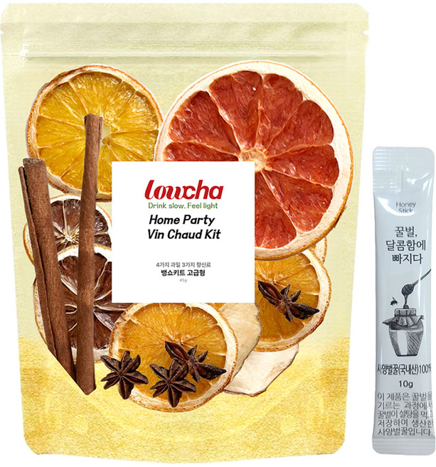 로우차 크리스마스 홈파티 고급형 뱅쇼키트 45g + 꿀스틱 10g 세트, 1세트, 55g