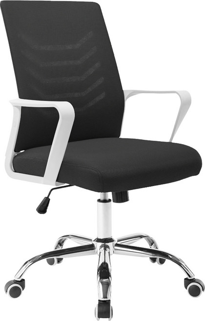 E-home Baez貝茲扶手半網可調式白框電腦椅, 黑色