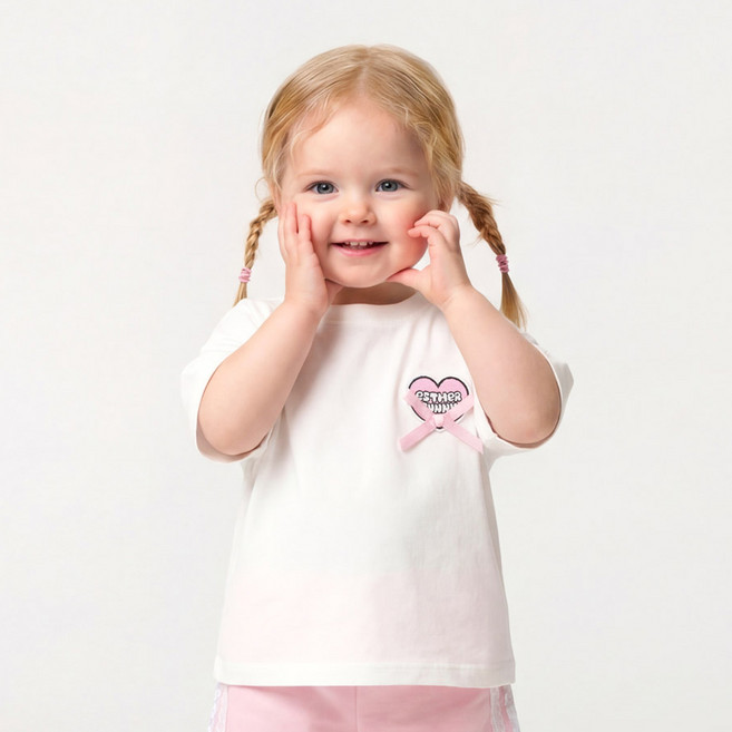 Esther Bunny Little 愛心刺繡蝴蝶結T恤