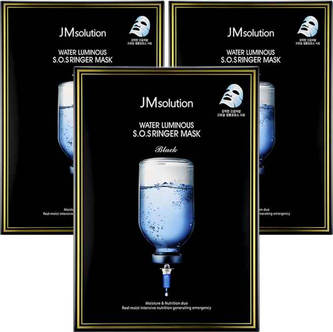 제이엠솔루션 물광 에스오에스 링거 마스크 블랙, 10개입, 3개