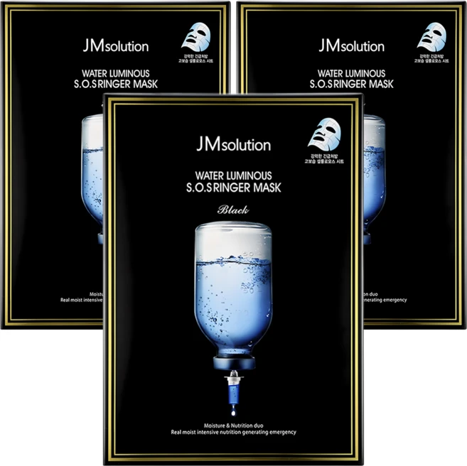 제이엠솔루션 물광 에스오에스 링거 마스크 블랙, 10개입, 3개 - 쿠팡