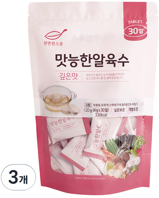 석하 천연한스푼 맛능한알육수 깊은맛, 120g, 3개