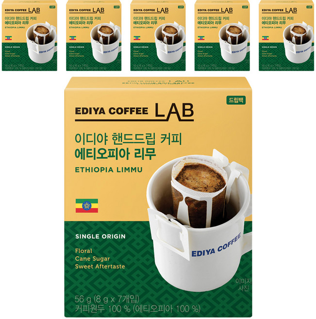 이디야 핸드드립 에티오피아 리무 드립커피, 8g, 7개입, 6개