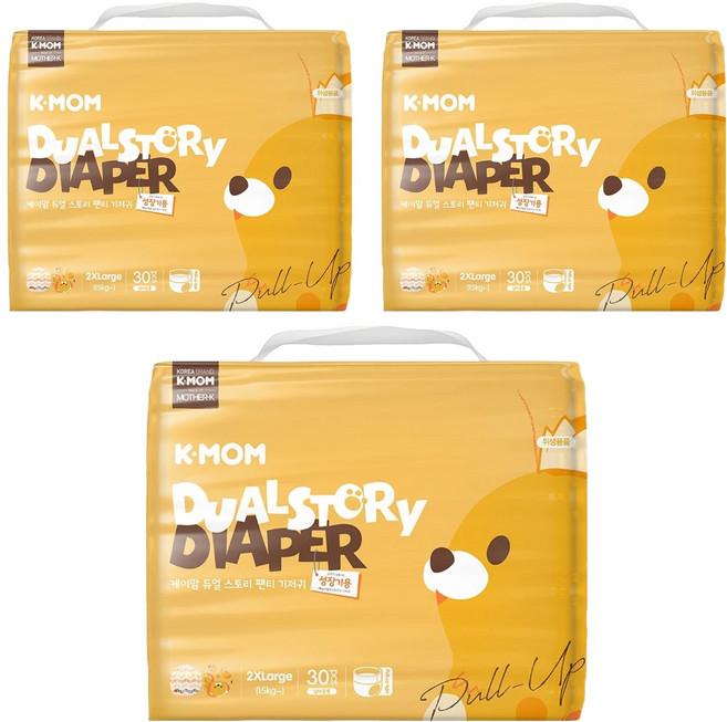 MOTHER-K K-MOM 頂級超薄瞬吸玩睡褲/尿布 15kg以上, 2XL, 90片