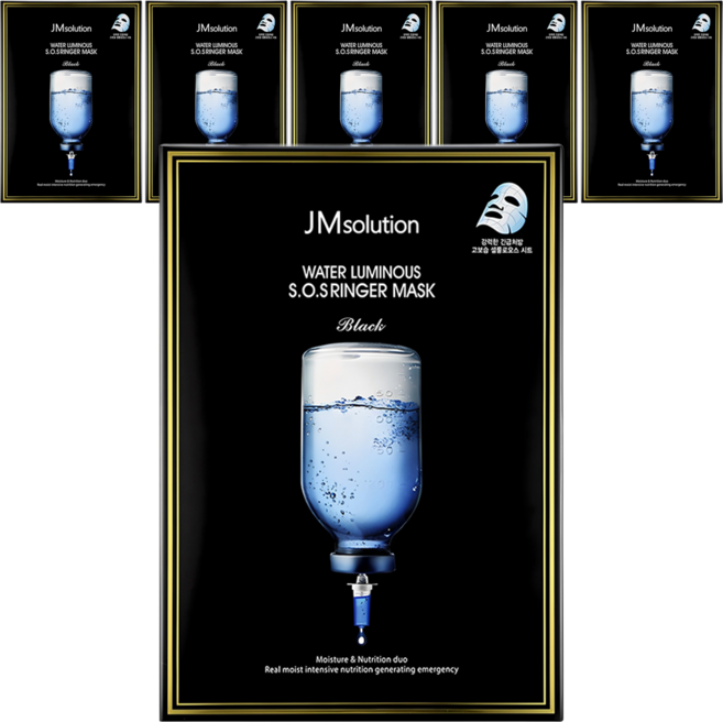 제이엠솔루션 물광 에스오에스 링거 마스크 블랙, 10개입, 6개