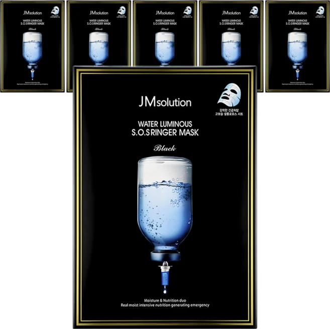 제이엠솔루션 물광 에스오에스 링거 마스크 블랙, 10개입, 6개 - 쿠팡