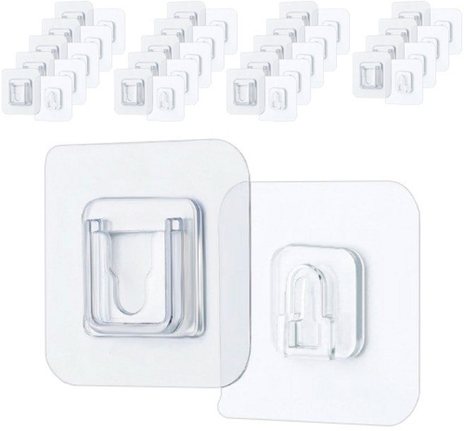 피키픽스 접착식 후크 1구 스티커, 반투명, 20세트