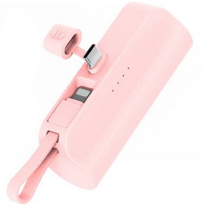 뉴클 도킹 보조배터리 일체형 C타입, NCPB-R5-CHL(메인 C타입+서브 8핀), 핑크