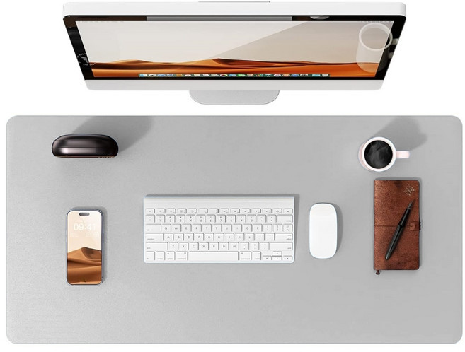 하늬통상 책상 가죽 데스크매트 대형, 라이트그레이