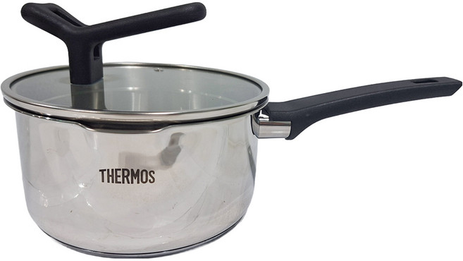 THERMOS 膳魔師 捷利不鏽鋼鍋 FND系列單柄附瀝水蓋萬用湯鍋 18cm - 雙邊瀝水設計 適用多種熱源, 銀色, 1個