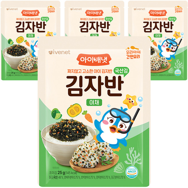 아이배냇 유아용 김자반 야채, 혼합맛(김/야채), 25g, 4개