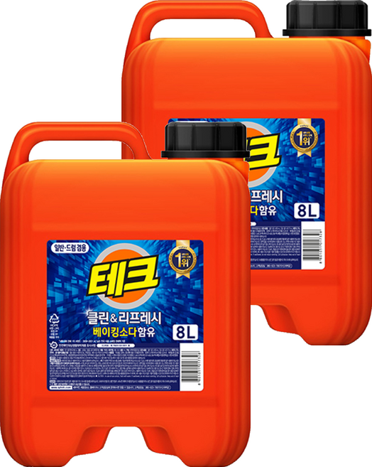 테크 클린앤리프레시 뉴 일반 드럼 겸용 액상세제 본품, 8L, 2개