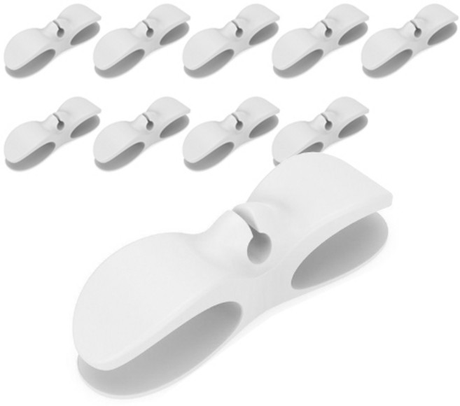 피키픽스 케이블 선정리 홀더 10p + 접착 실리콘 스티커 10p, 1세트, 화이트