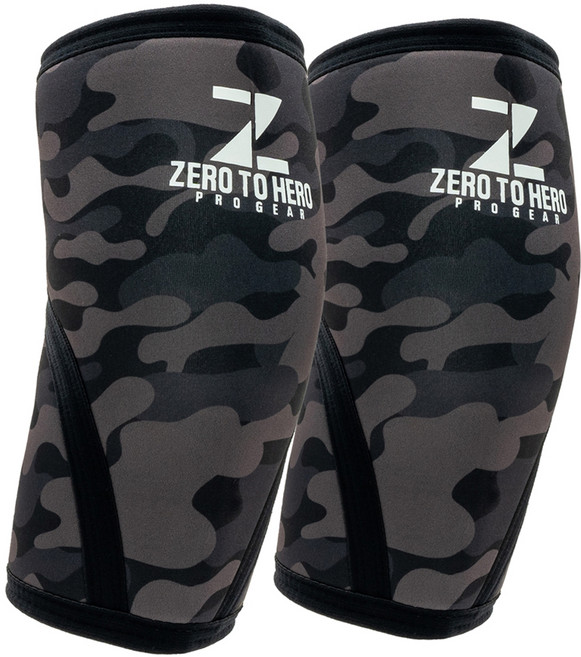제로투히어로 네오프렌 헬스 팔꿈치보호대 7mm 세트, 2개, 블랙 카모