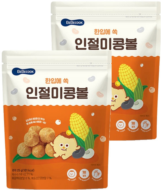 베베쿡 한입에 쏙 인절미 콩볼, 인절미맛, 25g, 2개
