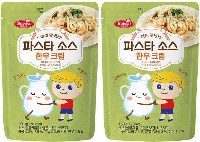 베베스트 아이 맛있는 파스타 소스, 한우 크림, 150g, 2개 - 쿠팡