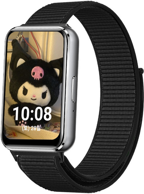 누아트 갤럭시핏3 나일론 스포츠루프 스트랩, 블랙, 1개